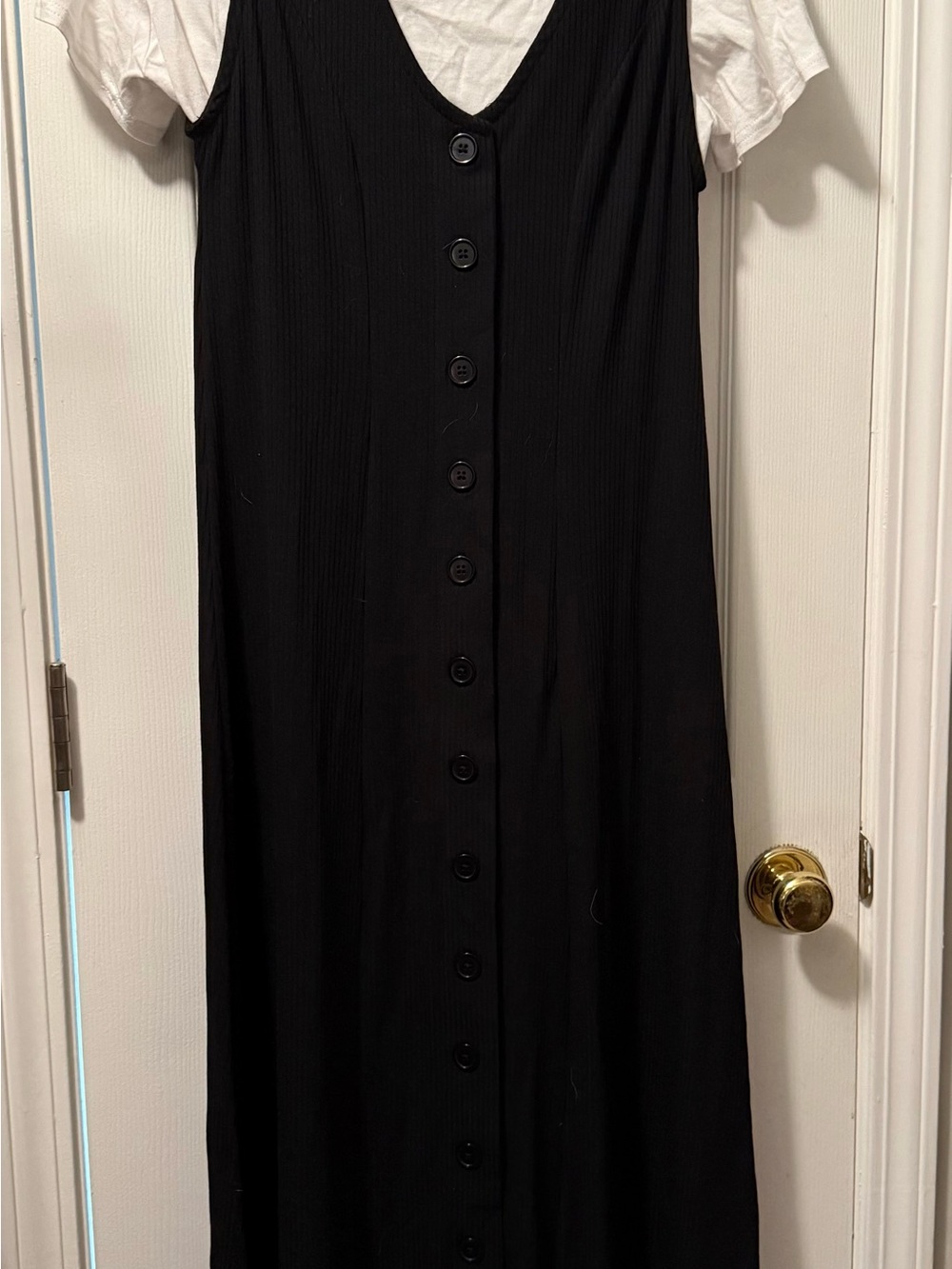Women's Black Button-Front Maxi Dress